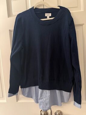 croft & barrow Navy and Light Blue Layered-Look Crewneck Sweater